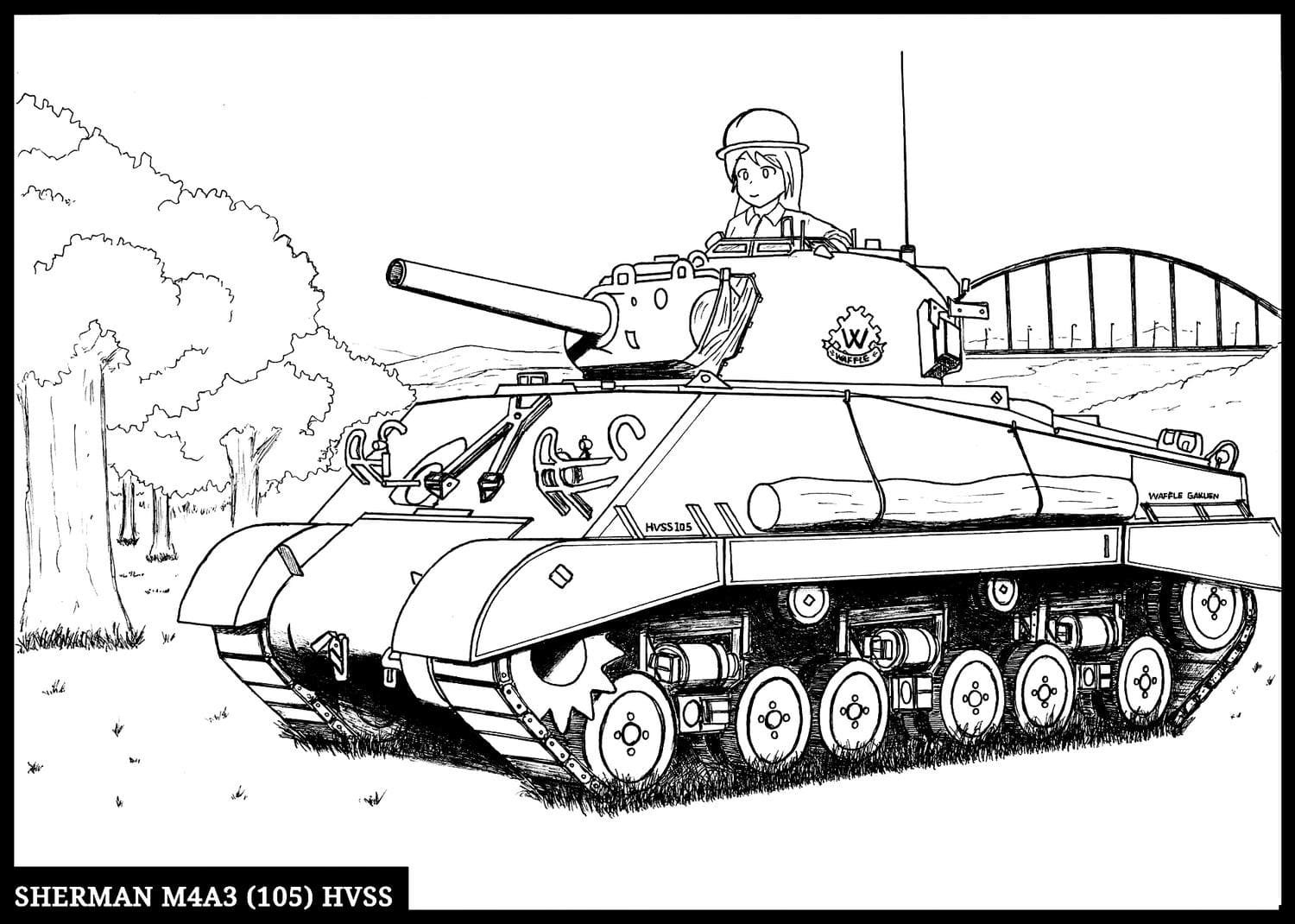 Раскраска танк м4 Шерман