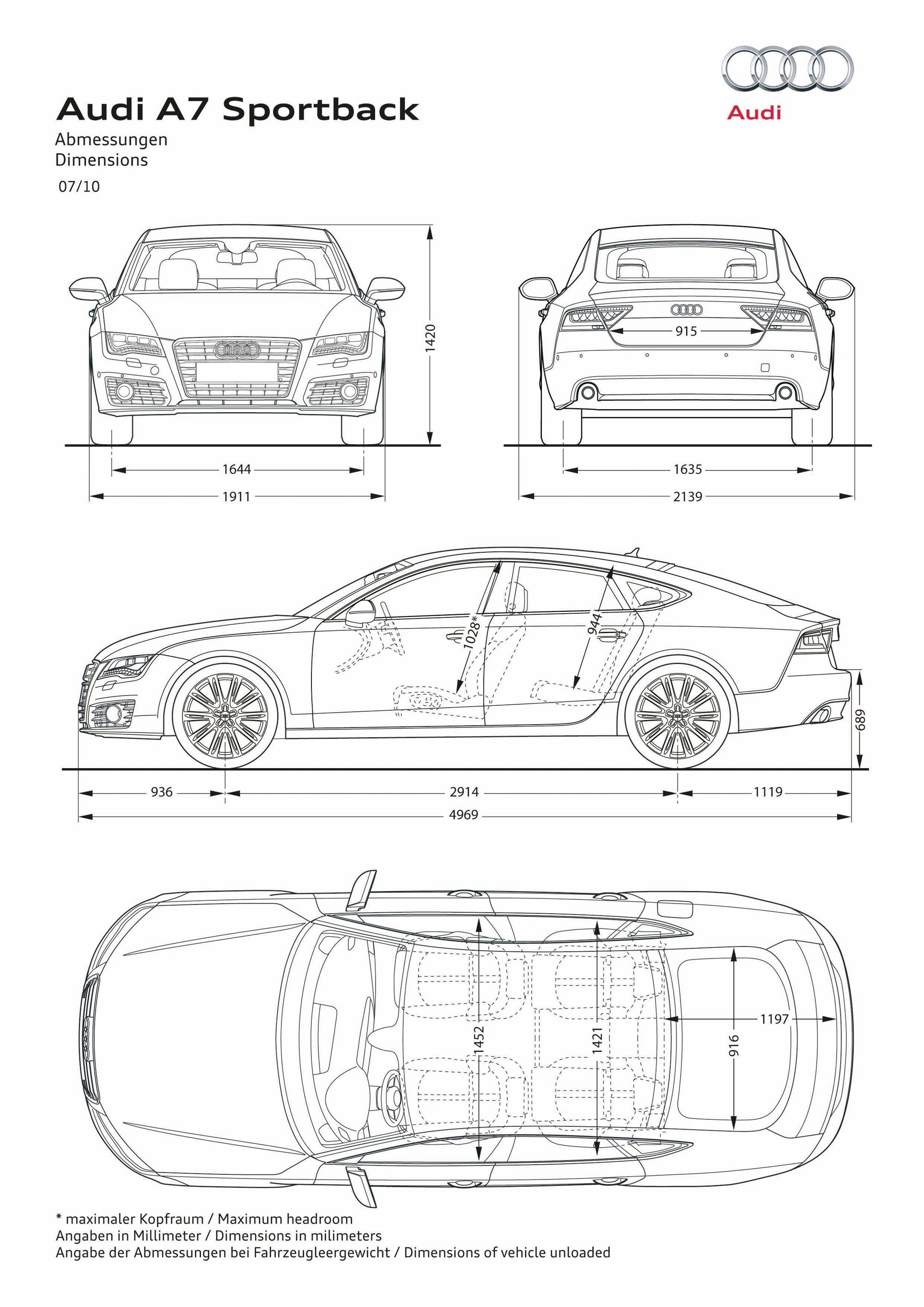 Габариты ауди. Ауди а7 колесная база. Ауди а7 длина кузова. Ауди а5 Спортбэк чертеж. Audi a7 Размеры.