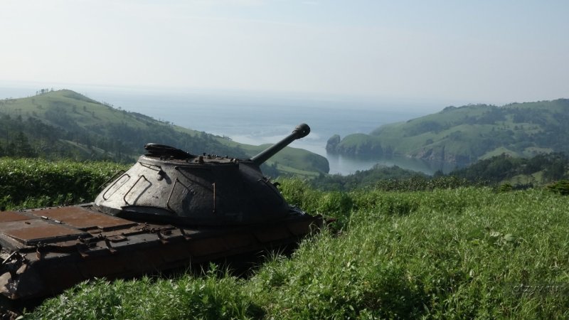 Танки ИС-3 на острове Шикотан