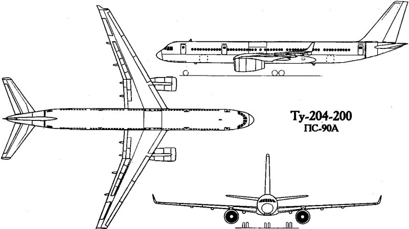 Ту-204 пассажирский самолёт схема