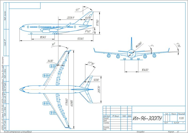 Чертёж самолёта Боинг 777