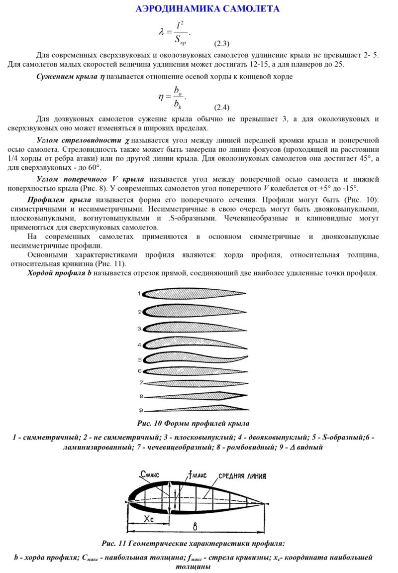 Аэродинамика крыла подъемная сила