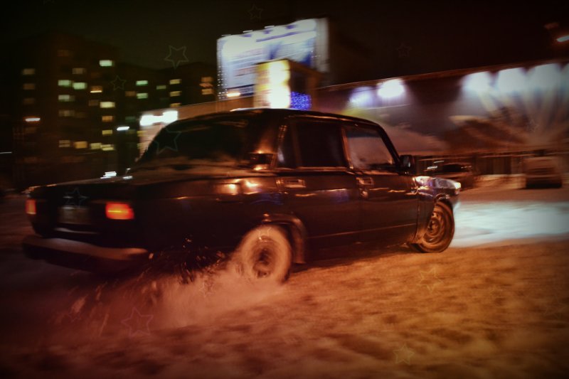 ВАЗ 2107 зима ночь