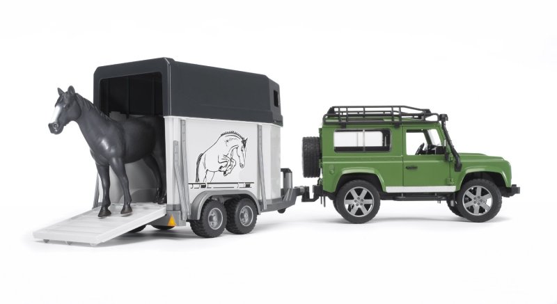 Bruder Land Rover с коневозкой