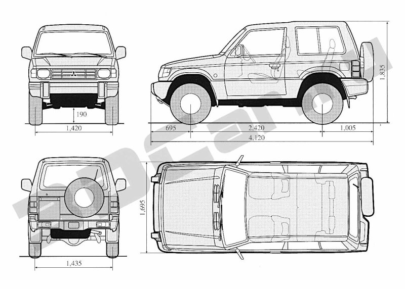 Mitsubishi Pajero 2 габариты