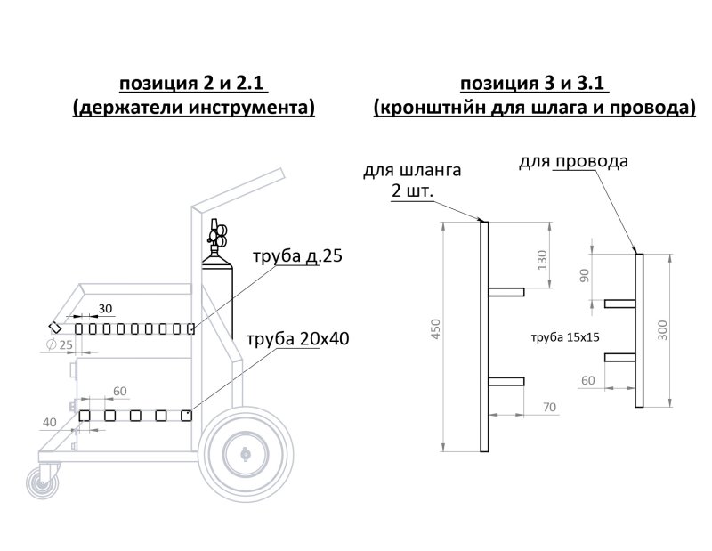 Чертеж тележки для сварки полуавтоматом