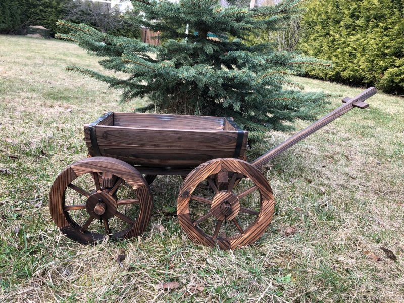 Тачка деревянная декоративная