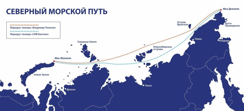Порты Северного морского пути дальнего Востока на карте