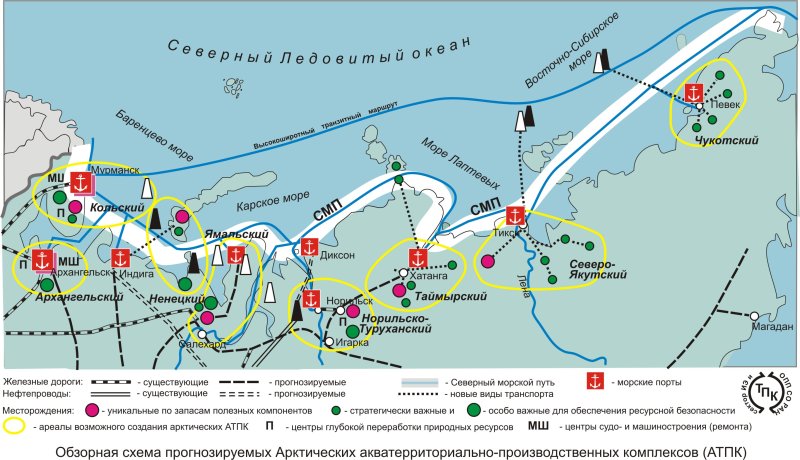 Северный морской путь на карте России Порты