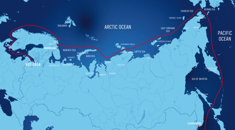 Северный морской путь на карте России