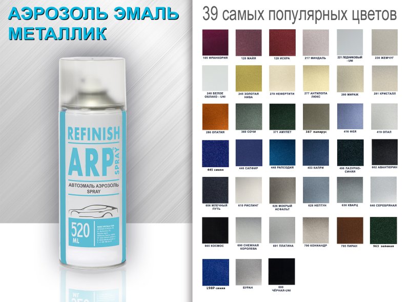 Автоэмаль аэрозоль Spray Refinish ARP Spray кварц 630