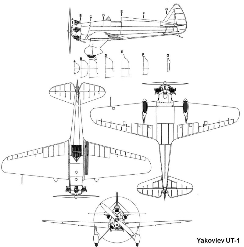 Самолет УТ-1 чертежи