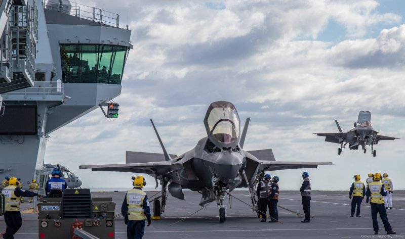 Истребители f-35b на авианосце HMS Queen Elizabeth