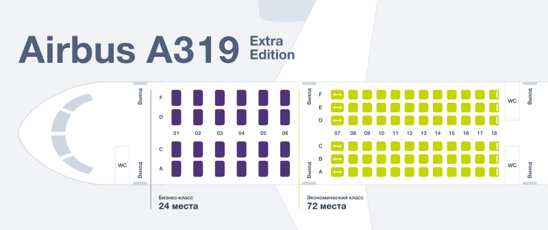 Аэробус а319 расположение мест