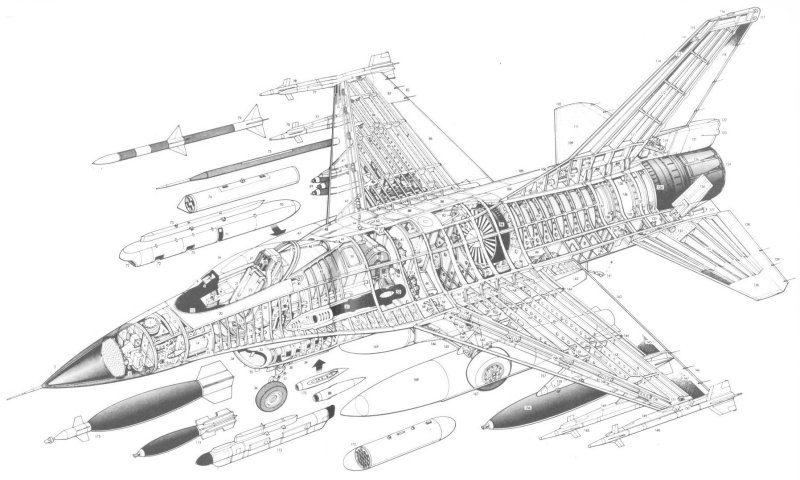 F16 истребитель чертеж