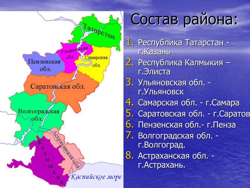 Состав Поволжья на карте