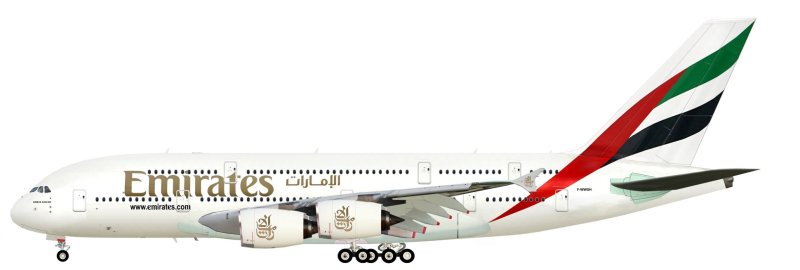 Аэробус а380-800 Эмирейтс белый фон