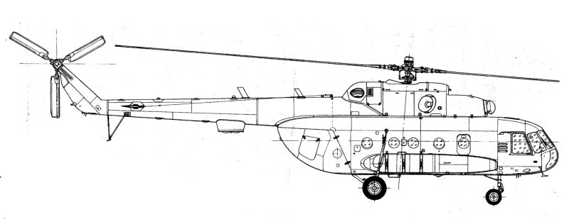 Чертеж вертолета ми-8