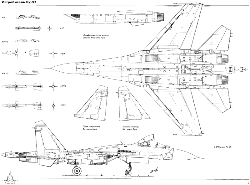Истребитель Су-35 чертежи