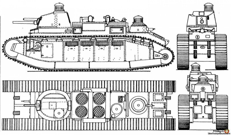 Французский танк FCM 2c схема