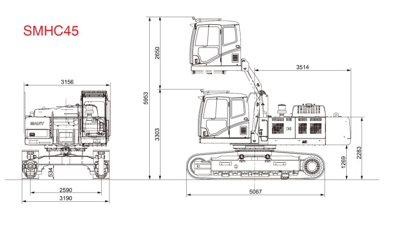 Габариты экскаватора Хундай 480
