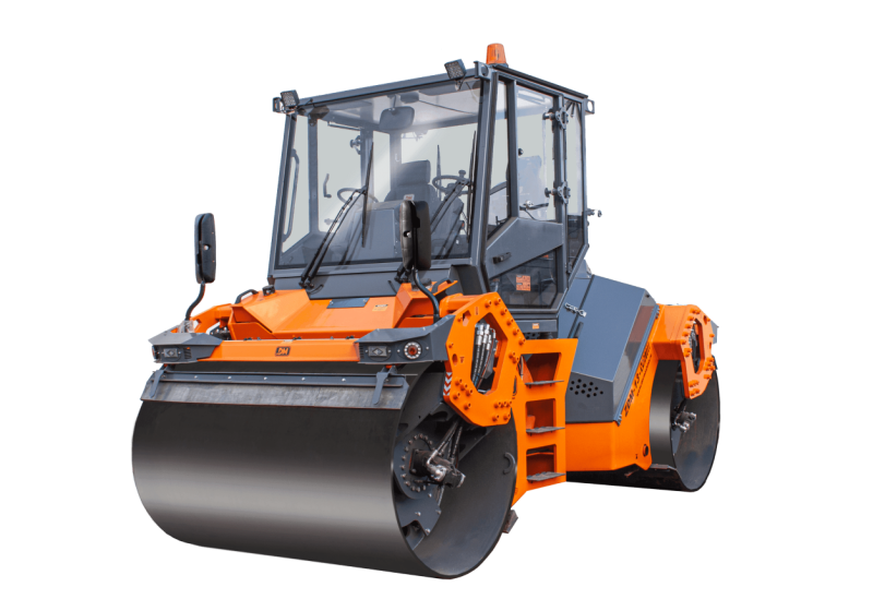 Дорожный каток sany, str130c-8c на белом фоне