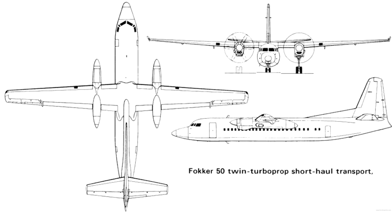 Fokker f-27-50 вид сбоку