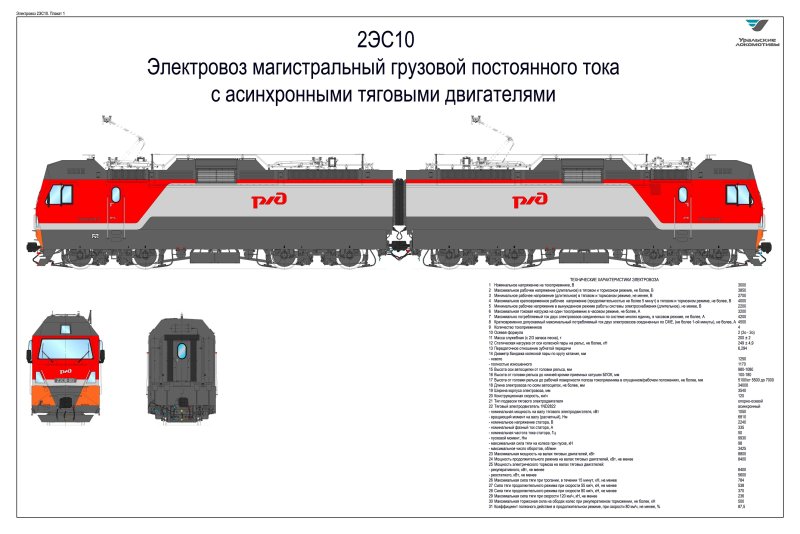 Грузовой электровоз 2эс10 "гранит"