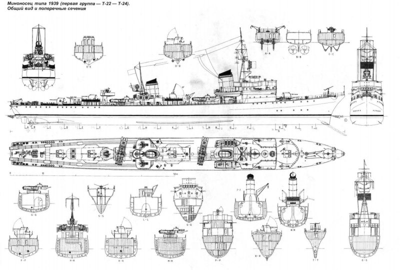 Эсминец t22 чертеж
