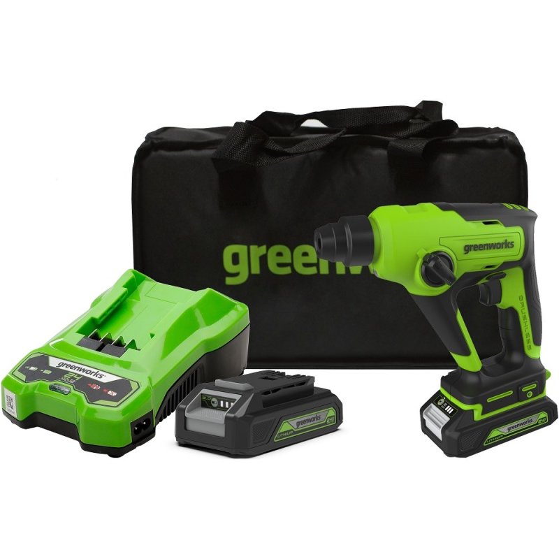 Перфоратор аккумуляторный GREENWORKS gd24sds1 1.2 Дж
