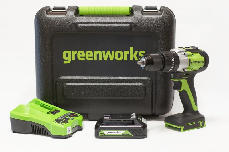 Дрель-шуруповерт GREENWORKS gd24dd35k2 24v