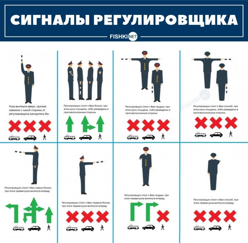 Сигналы и жесты регулировщика
