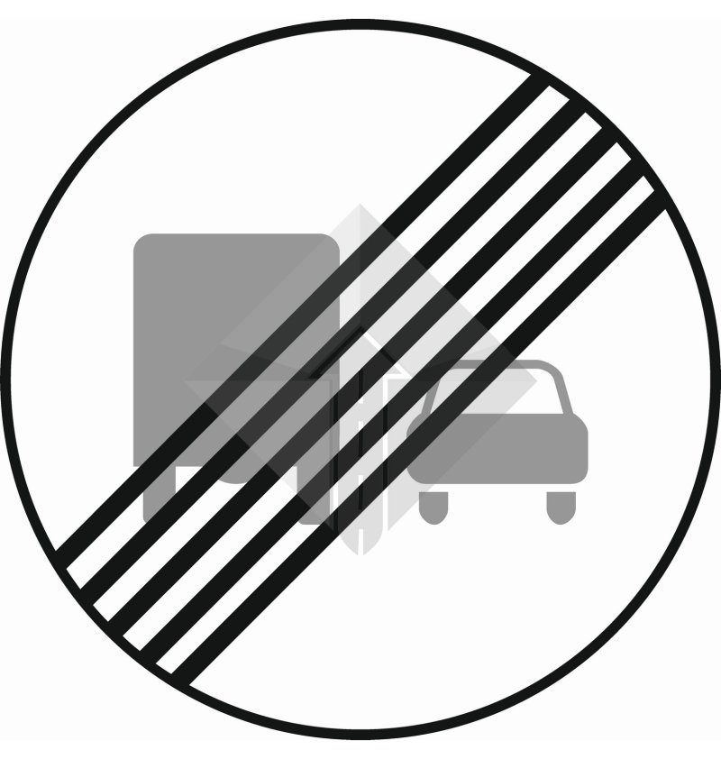 Знак конец зоны запрещения обгона грузовым автомобилям
