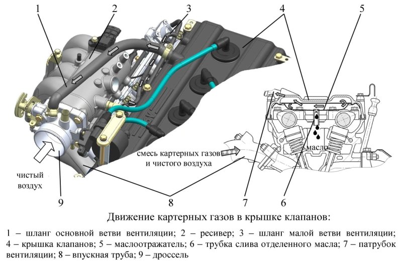 Система вентиляции картера ЗМЗ 409 евро 3
