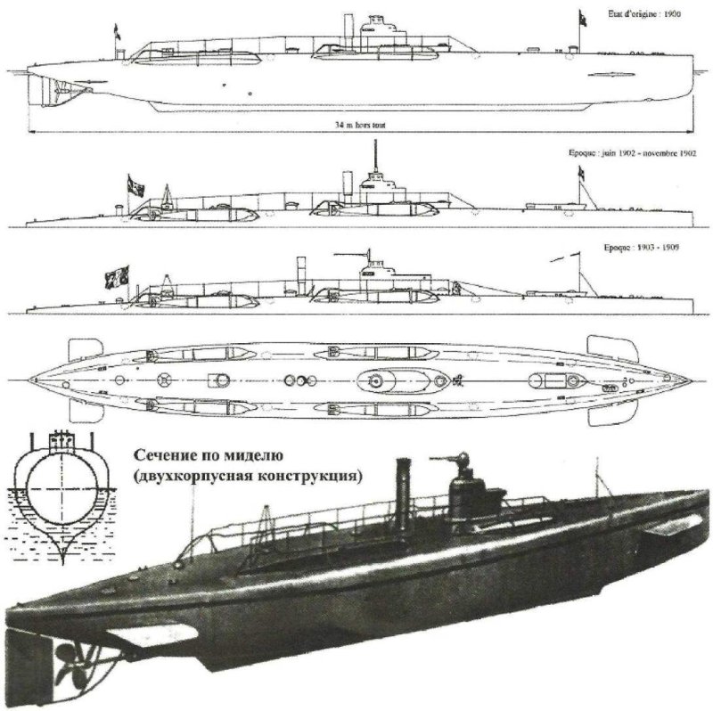 Чертёж подводной лодки Касатка