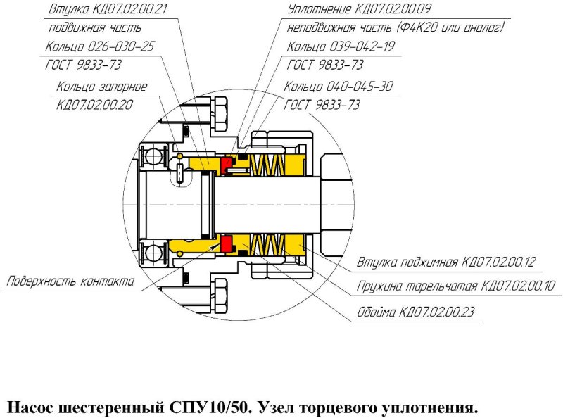 Торцевое уплотнение центробежного насоса чертеж
