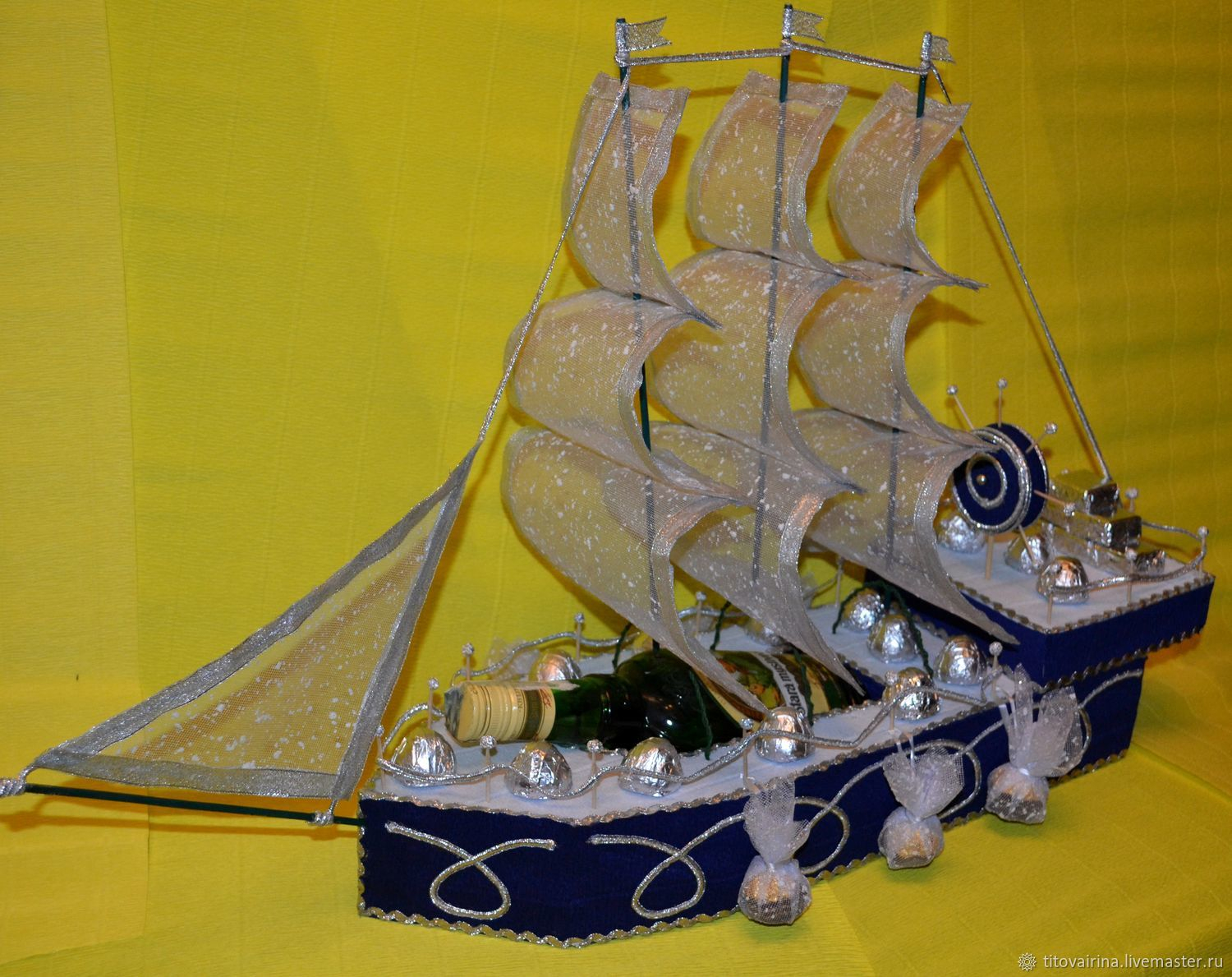 Корабль из конфет своими руками пошаговое фото