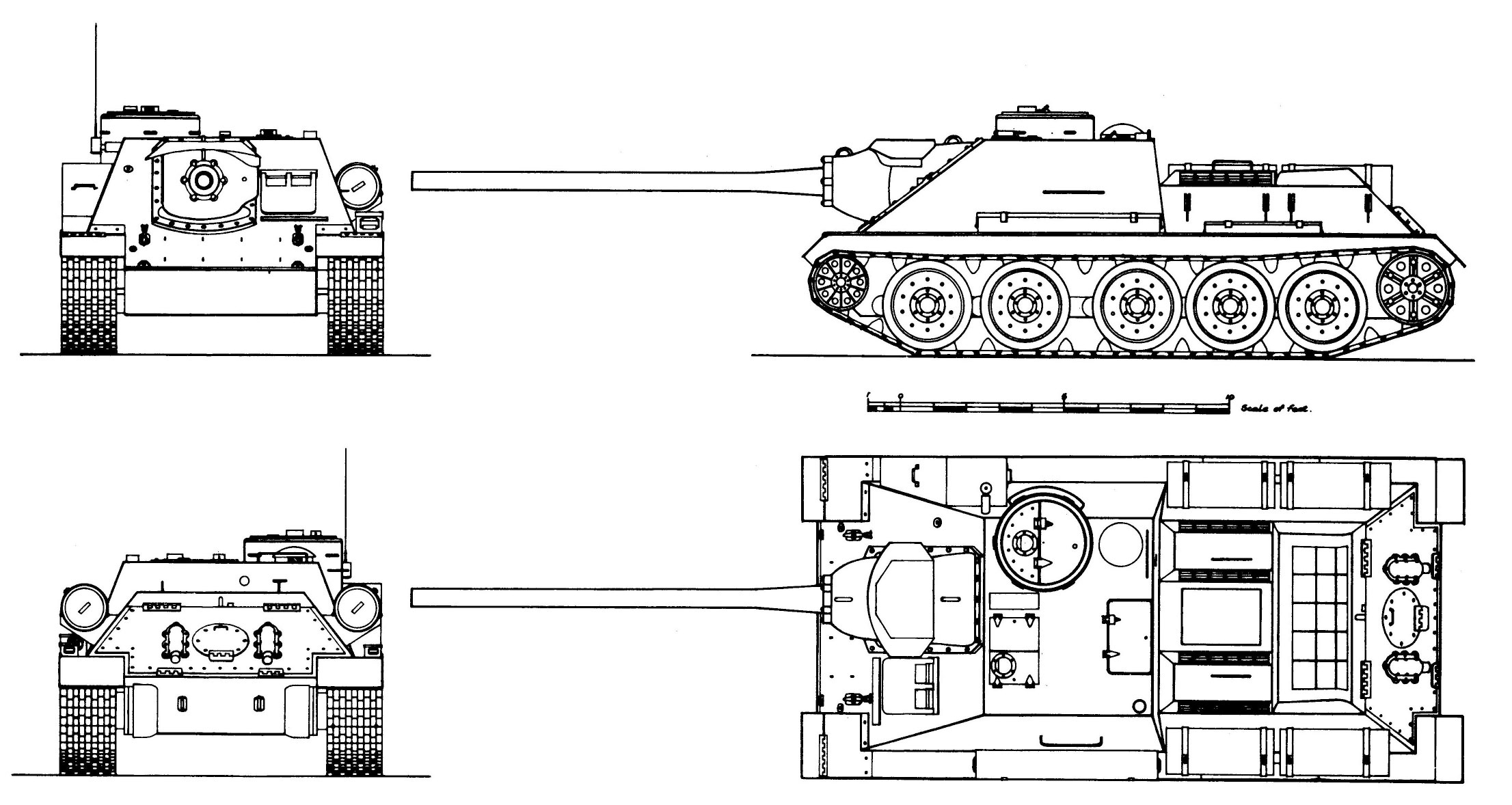 Чертёж танка Су 100