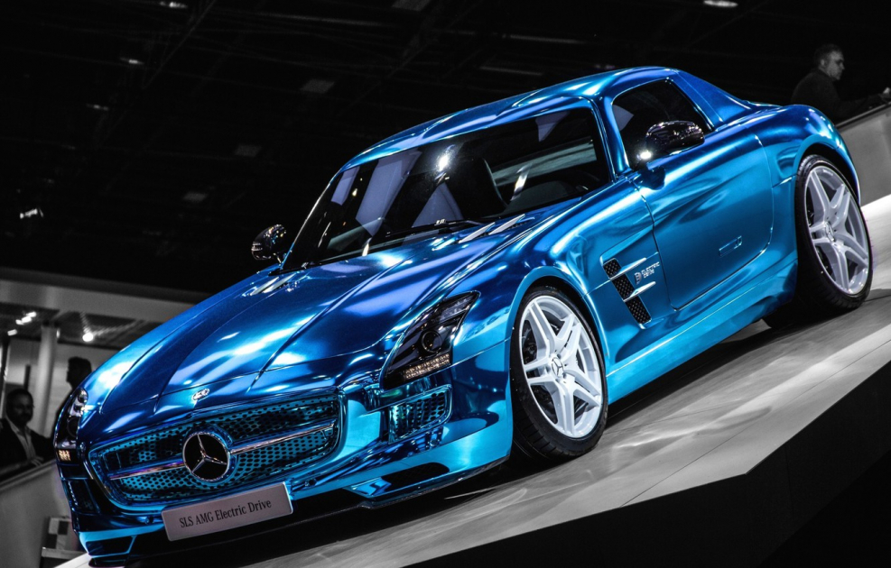 SLS AMG Мерседес синий цвет