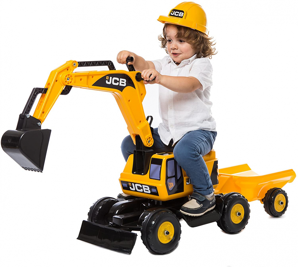 Детский экскаватор Falk 135a JCB С прицепом поворотной кабиной и каской