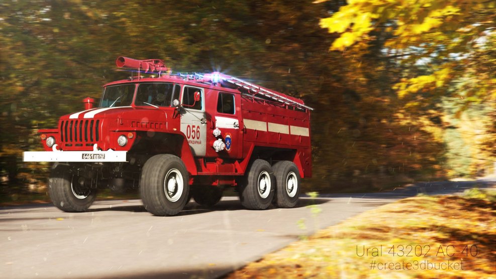 Пожарный автомобиль ночью