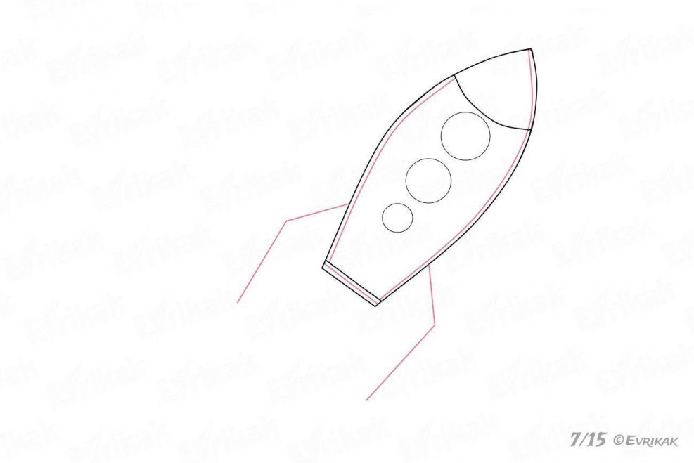 Поэтапное рисование ракеты для детей