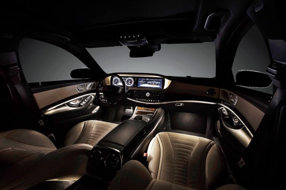 Mercedes Benz s class w222 салон ночью