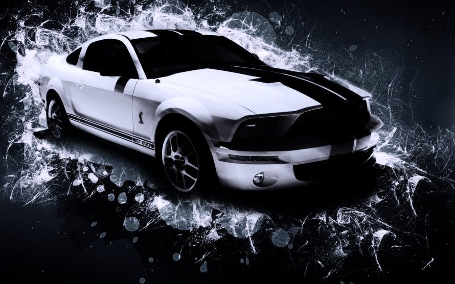 Ford Mustang на черном фоне