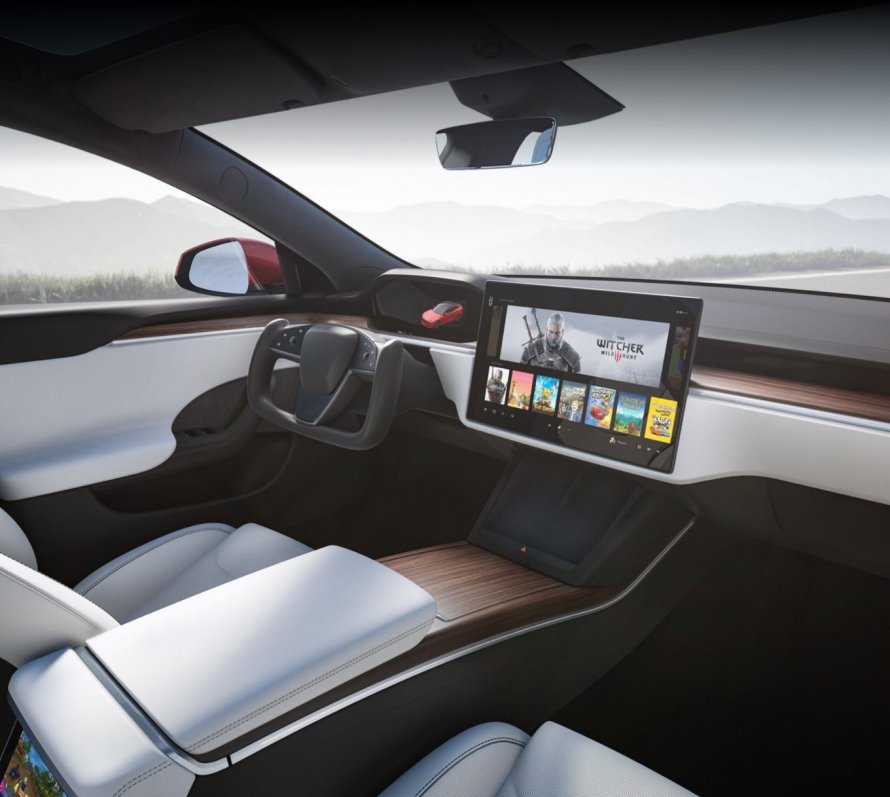 Салон Tesla model 3 ночью