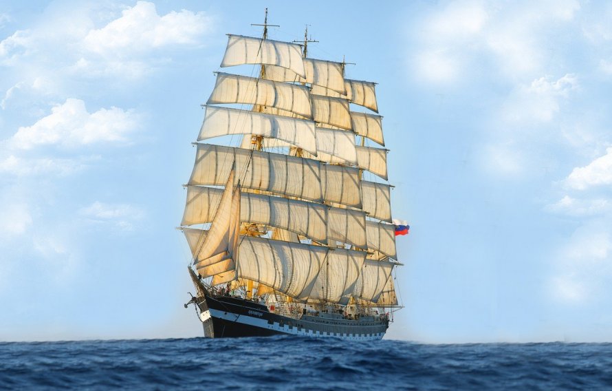 Море корабль Крузенштерна