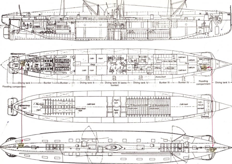 Подлодка Дойчланд u-155 чертежи