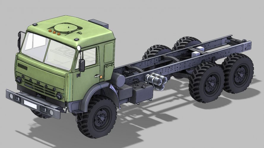 3d модель шасси КАМАЗ-53501-0001391