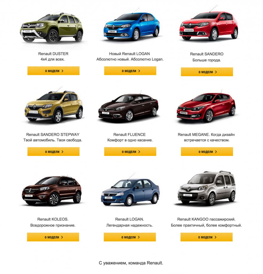 Renault Модельный ряд