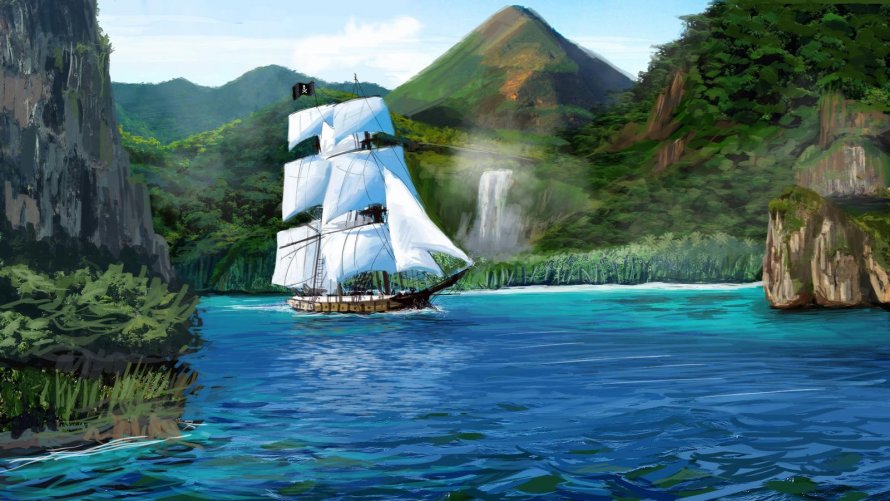Море горы корабль